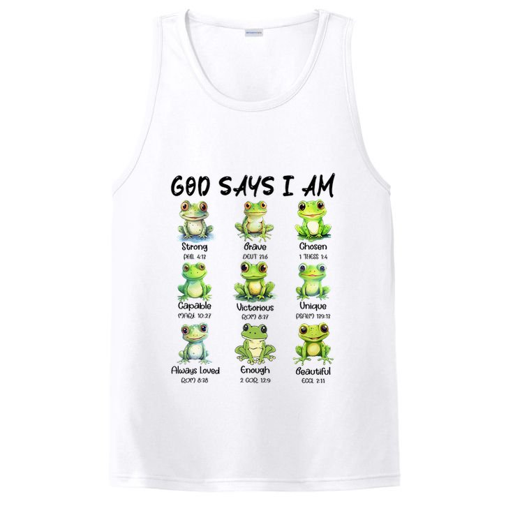 God Says I Am Christian Frog Love Funny Religious Jesus PosiCharge Competitor Tank