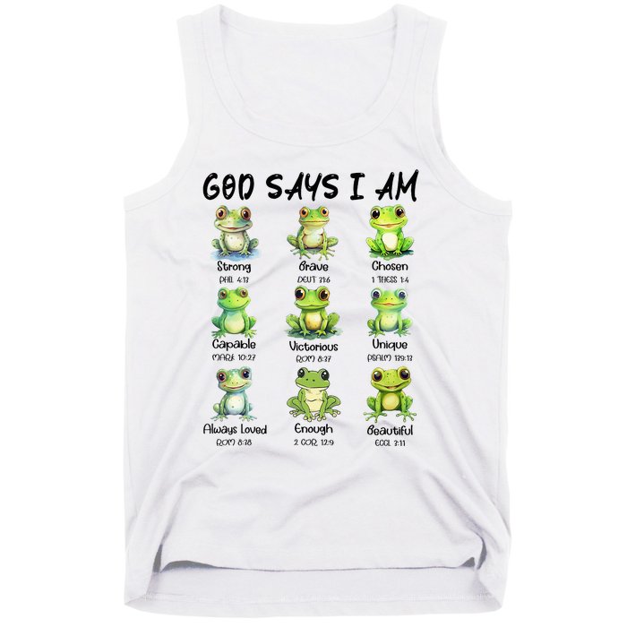 God Says I Am Christian Frog Love Funny Religious Jesus Tank Top