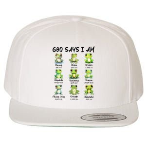 God Says I Am Christian Frog Love Funny Religious Jesus Wool Snapback Cap