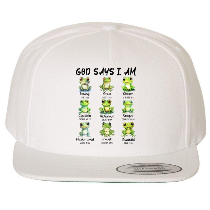 God Says I Am Christian Frog Love Funny Religious Jesus Wool Snapback Cap