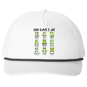 God Says I Am Christian Frog Love Funny Religious Jesus Snapback Five-Panel Rope Hat