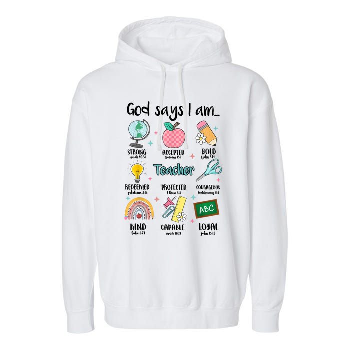 God Says I Am Teacher Life Garment-Dyed Fleece Hoodie