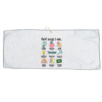 God Says I Am Teacher Life Large Microfiber Waffle Golf Towel
