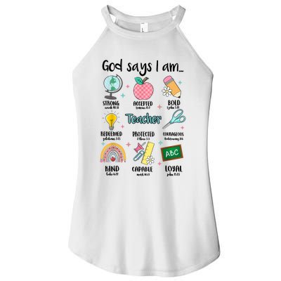 God Says I Am Teacher Life Women’s Perfect Tri Rocker Tank