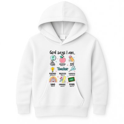 God Says I Am Teacher Life Kids Hoodie