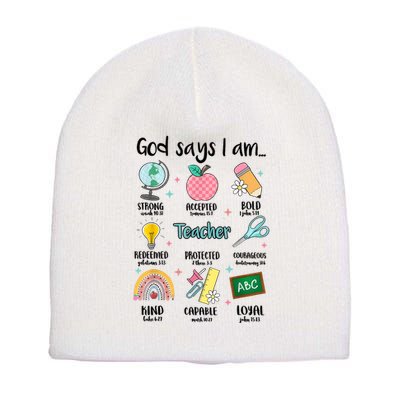 God Says I Am Teacher Life Short Acrylic Beanie