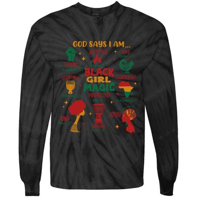 God Says I Am Black Christian Woman Tie-Dye Long Sleeve Shirt
