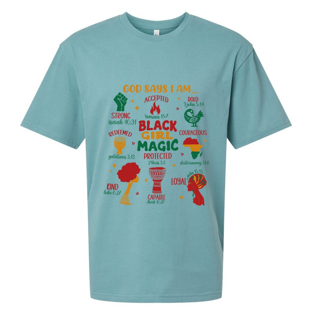 God Says I Am Black Christian Woman Sueded Cloud Jersey T-Shirt