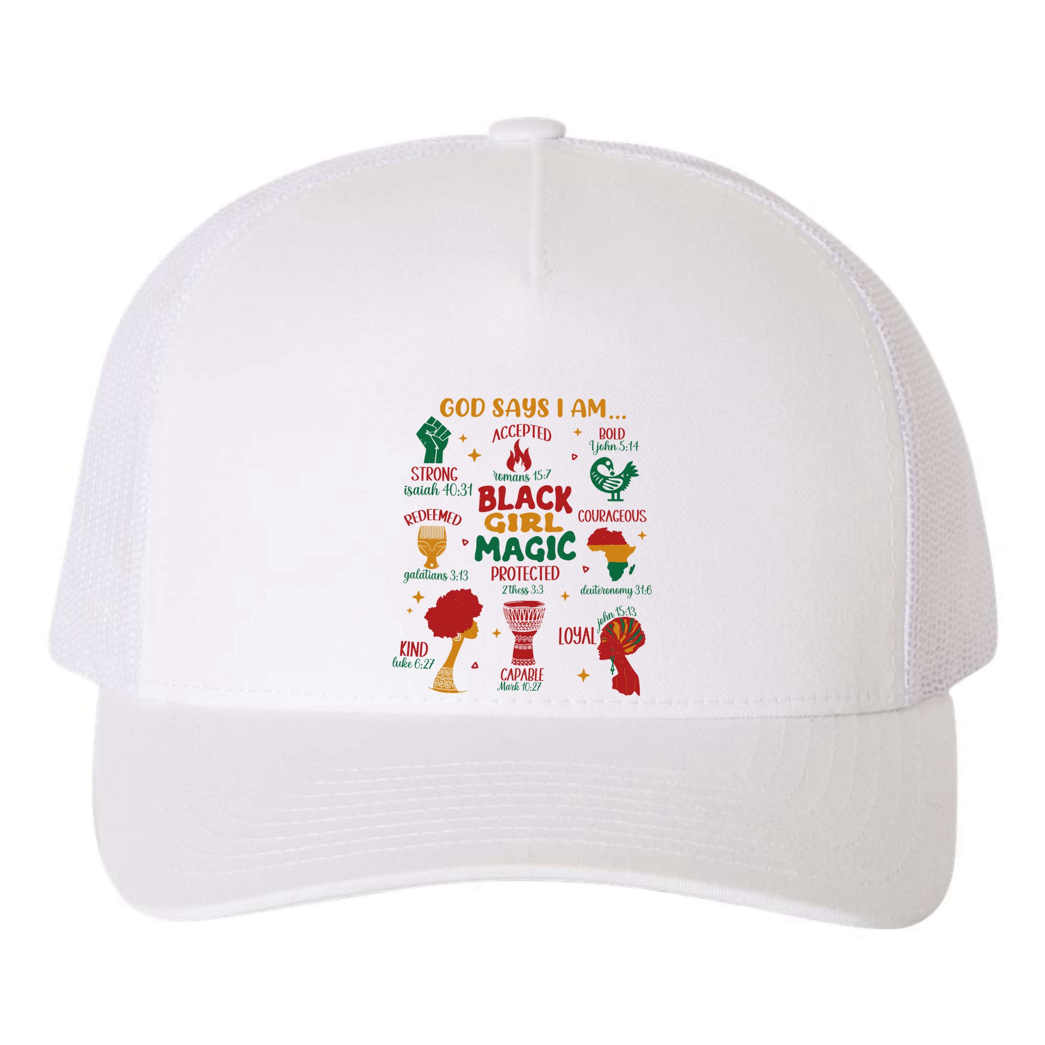God Says I Am Black Christian Woman Yupoong Adult 5-Panel Trucker Hat