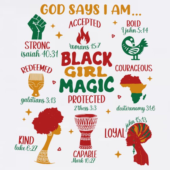 God Says I Am Black Christian Woman Bucket Hat