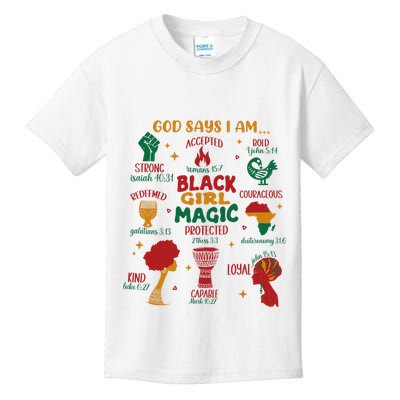 God Says I Am Black Christian Woman Kids T-Shirt