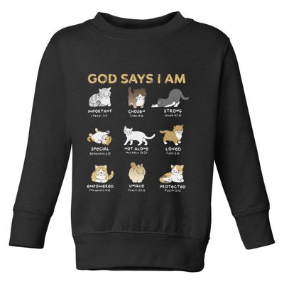 God Says I Am Cat Cute Cats Lover Bible Verse Christian Toddler Sweatshirt