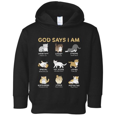 God Says I Am Cat Cute Cats Lover Bible Verse Christian Toddler Hoodie