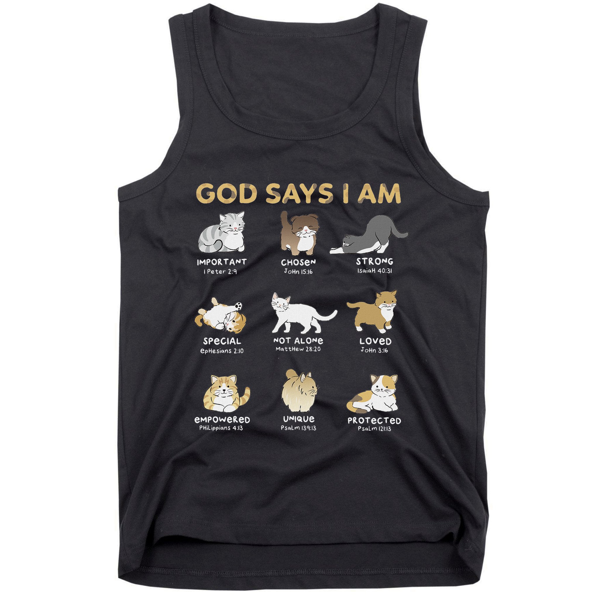God Says I Am Cat Cute Cats Lover Bible Verse Christian Tank Top