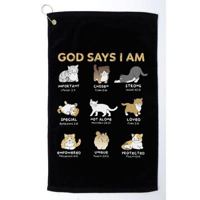 God Says I Am Cat Cute Cats Lover Bible Verse Christian Golf Towel