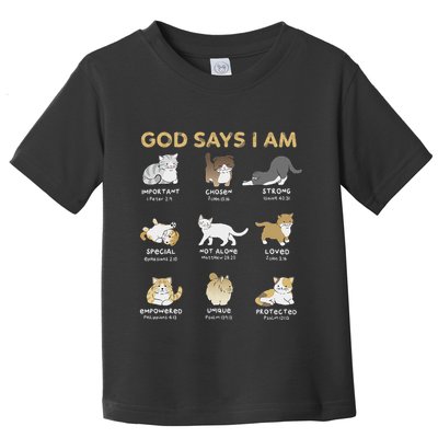 God Says I Am Cat Cute Cats Lover Bible Verse Christian Toddler T-Shirt