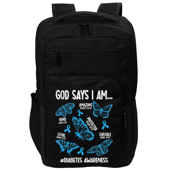 God Says I Am Diabetes Awareness Butterfly Christian Impact Tech Backpack