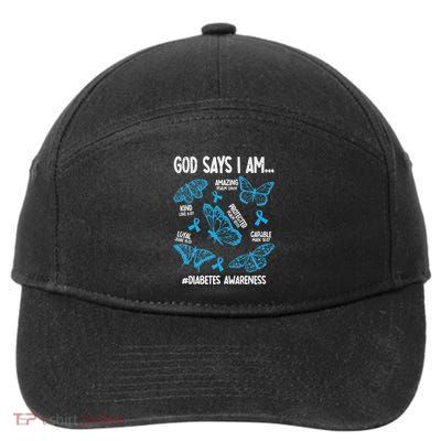 God Says I Am Diabetes Awareness Butterfly Christian 7-Panel Snapback Hat
