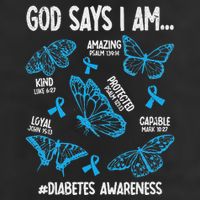 God Says I Am Diabetes Awareness Butterfly Christian 11oz C Handle Ceramic Mug