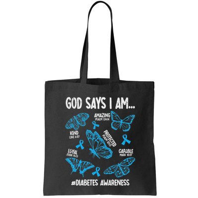 God Says I Am Diabetes Awareness Butterfly Christian Bag
