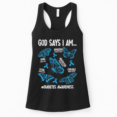 God Says I Am Diabetes Awareness Butterfly Christian Womens Tank Top