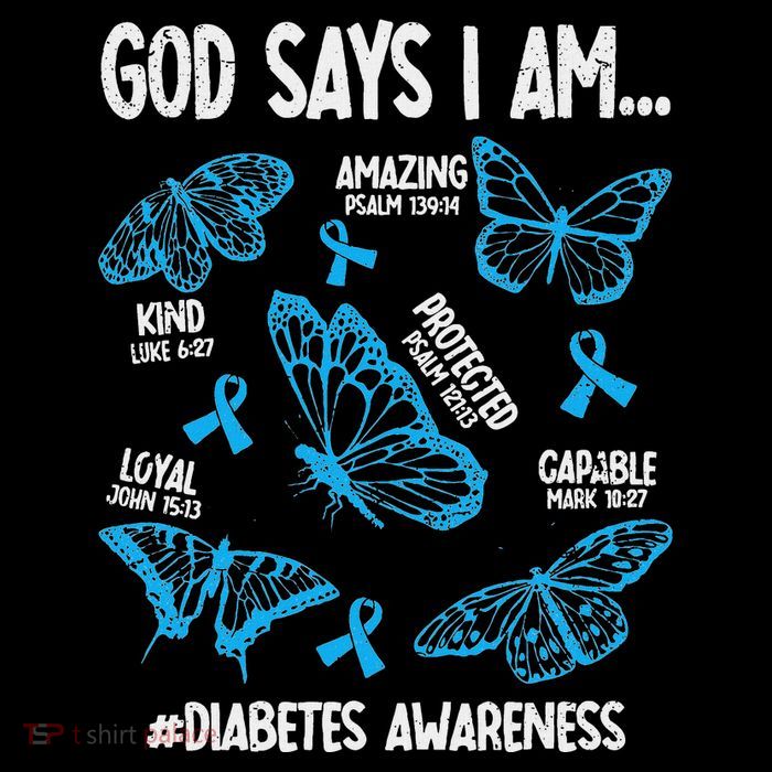 God Says I Am Diabetes Awareness Butterfly Christian Women's V-Neck T-Shirt