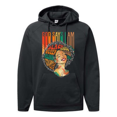 God Says I Am Afro African American Black  History Performance Fleece Hoodie