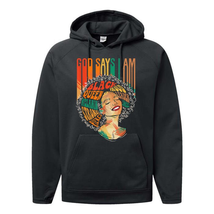 God Says I Am Afro African American Black  History Performance Fleece Hoodie