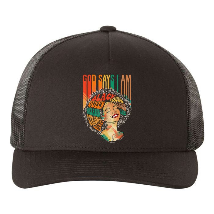 God Says I Am Afro African American Black  History Yupoong Adult 5-Panel Trucker Hat