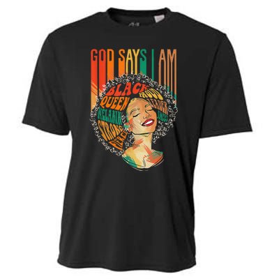 God Says I Am Afro African American Black  History Cooling Performance Crew T-Shirt