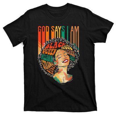 God Says I Am Afro African American Black  History T-Shirt