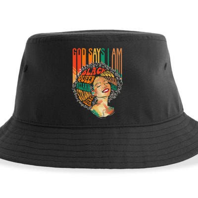 God Says I Am Afro African American Black  History Sustainable Bucket Hat