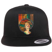 God Says I Am Afro African American Black  History Flat Bill Trucker Hat