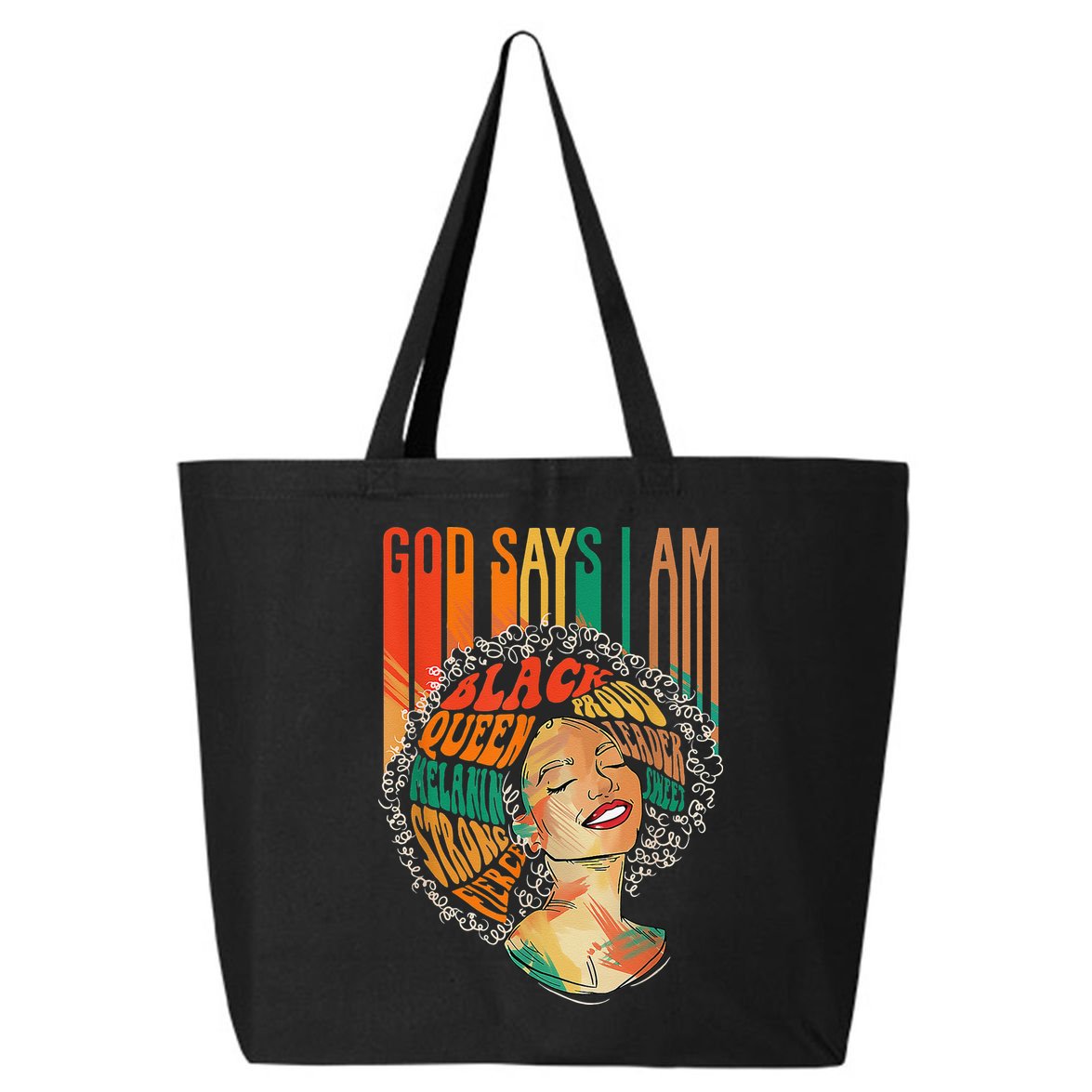 God Says I Am Afro African American Black  History 25L Jumbo Tote