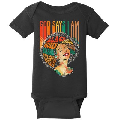 God Says I Am Afro African American Black  History Baby Bodysuit