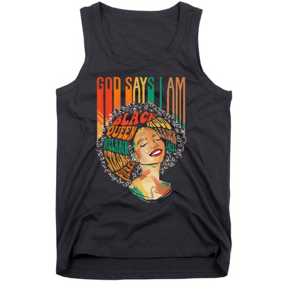 God Says I Am Afro African American Black  History Tank Top