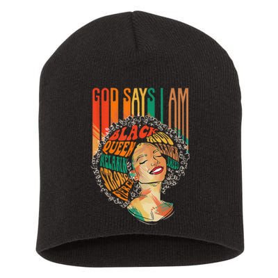 God Says I Am Afro African American Black  History Short Acrylic Beanie