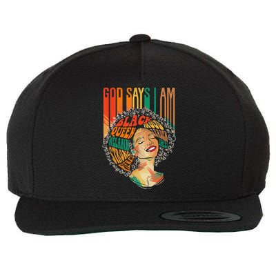 God Says I Am Afro African American Black  History Wool Snapback Cap