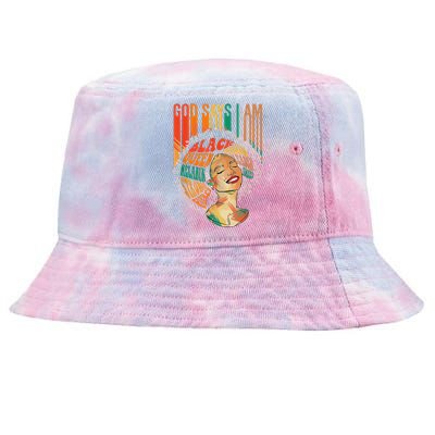 God Says I Am Afro African American Black  History Tie-Dyed Bucket Hat