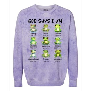 God Says I Am Christian Frog Love Funny Religious Jesus Colorblast Crewneck Sweatshirt