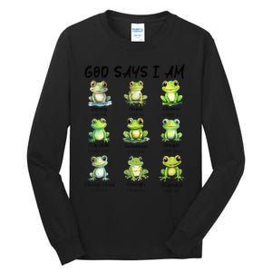 God Says I Am Christian Frog Love Funny Religious Jesus Tall Long Sleeve T-Shirt