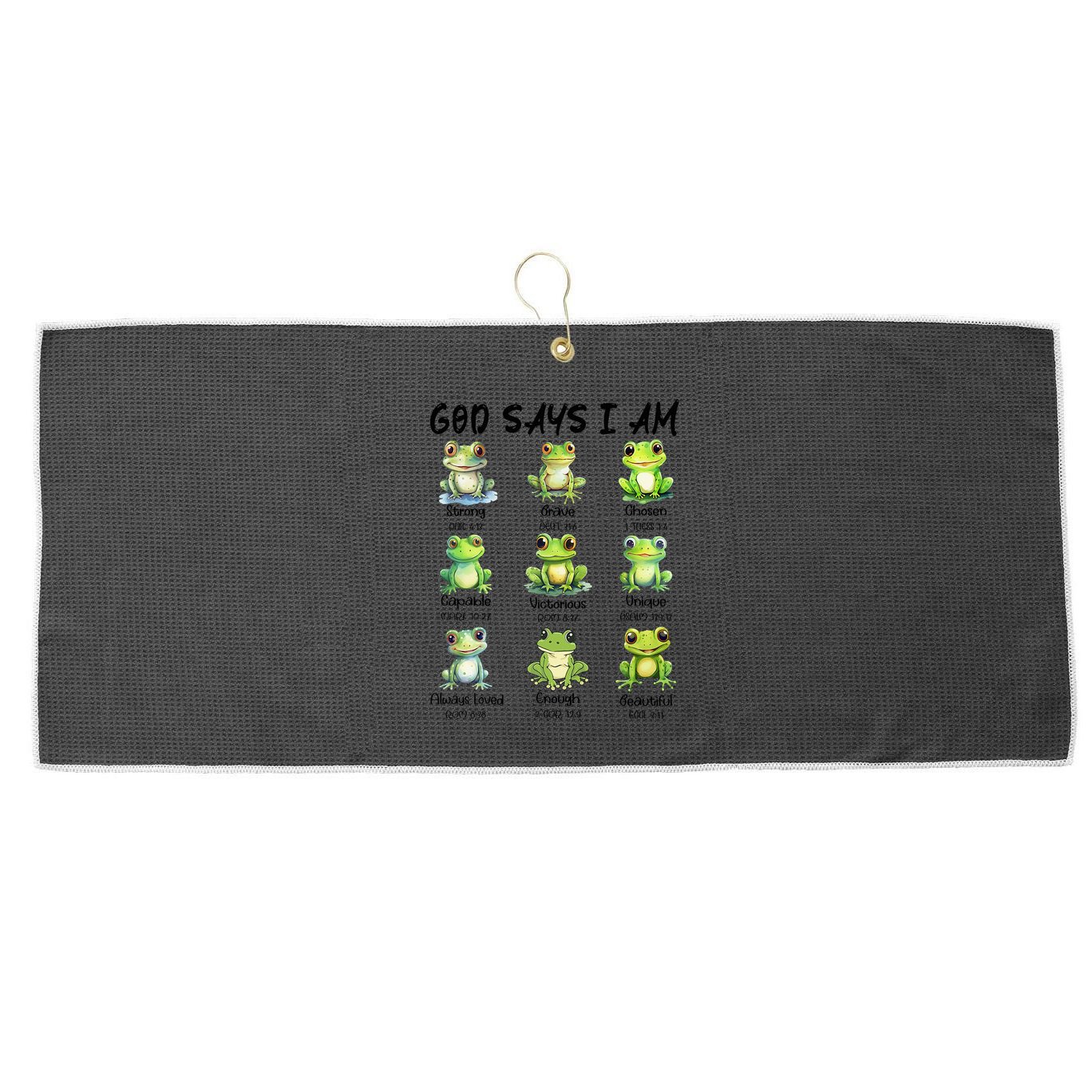 God Says I Am Christian Frog Love Funny Religious Jesus Large Microfiber Waffle Golf Towel