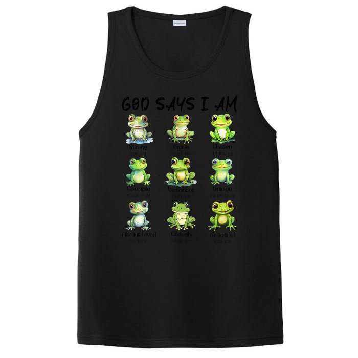 God Says I Am Christian Frog Love Funny Religious Jesus PosiCharge Competitor Tank