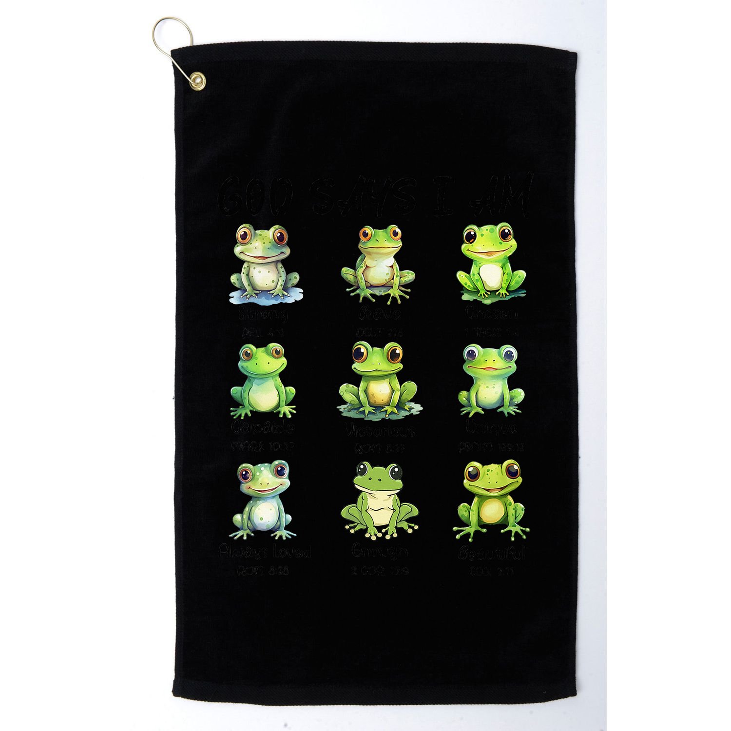 God Says I Am Christian Frog Love Funny Religious Jesus Golf Towel