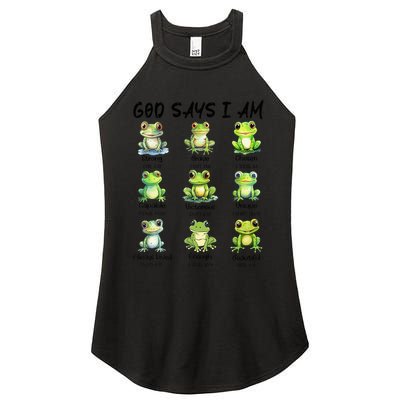 God Says I Am Christian Frog Love Funny Religious Jesus Women's Perfect Tri Rocker Tank