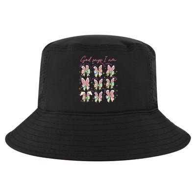 God Says I Am Bunny Ears Coquette Bow Christian Easter Day Cool Comfort Performance Bucket Hat