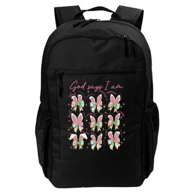 God Says I Am Bunny Ears Coquette Bow Christian Easter Day Backpack