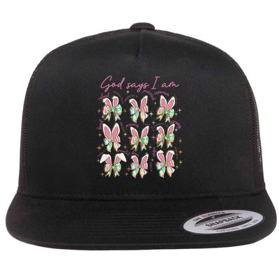 God Says I Am Bunny Ears Coquette Bow Christian Easter Day Flatbill Hat