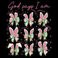 God Says I Am Bunny Ears Coquette Bow Christian Easter Day Youth Performance Sprint T-Shirt