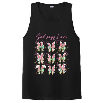 God Says I Am Bunny Ears Coquette Bow Christian Easter Day PosiCharge Competitor Tank